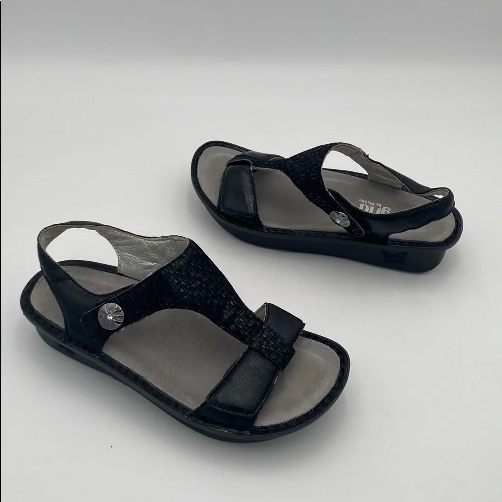 Algria Stylish Black Sandals leather women 38 casual office retro Y2K